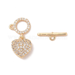 Brass Micro Pave Cubic Zirconia Toggle Clasps&nbsp;KK-B100-066G-01