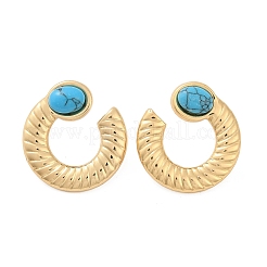304 Stainless Steel Synthetic Turquoise Stud Earrings for Women&nbsp;EJEW-U046-14G
