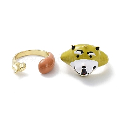 3D Animal Alloy Open Cuff Rings&nbsp;RJEW-D003-01A-G