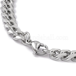 Tarnish Resistant 201 Stainless Steel Curb Chain Bracelet with 304 Stainless Steel Clasps for Men Women&nbsp;BJEW-M235-02A-P