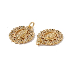 Brass Micro Pave Clear Cubic Zirconia Pendants&nbsp;KK-G439-10G
