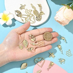10 個 10 スタイルラックメッキ合金ペンダント  混合形状  ライトゴールド  15.5~30x8.5~29x1.8~5mm  穴：1.2~1.8mm  1個/スタイル&nbsp;FIND-YW0010-47