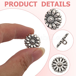 20 個の 1 穴合金シャンクボタン  花  アンティークシルバー  17.5x6.5mm  穴：2mm&nbsp;BUTT-GF0004-11