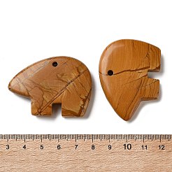 天然木のレースの石のペンダント  ズニ族のクマのチャーム  36~38x47~50x7.5~9mm  穴：3mm&nbsp;G-T144-08G