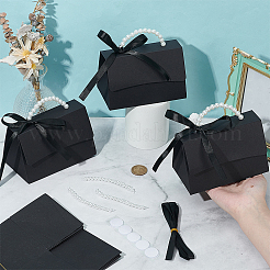 Foldable Paper Wedding Candy Totes with Plastic Imitation Pearl Round Beaded Handle and Ribbon&nbsp;CON-WH0115-20B-02