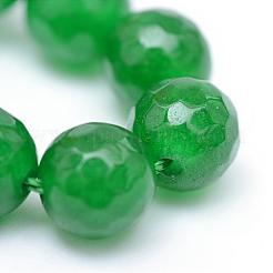 天然石ホワイトジェイドビーズ連売り  染め  多面カット  ラウンド  グリーン  6mm  穴：1mm  約60個/連  14.06~14.45インチ（35.7~36.7cm）&nbsp;G-R346-6mm-01