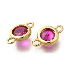 Brass Cubic Zirconia Connector Charms&nbsp;KK-Q043-24G-03