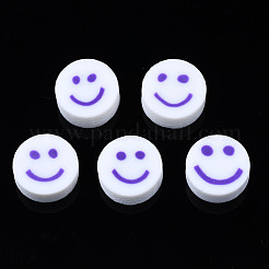 手作り樹脂粘土ビーズ  ジュエリー工芸用品のDIY用  笑顔とフラットラウンド  ミックスカラー  10x4~4.5mm  穴：1.8mm&nbsp;X-CLAY-N008-040