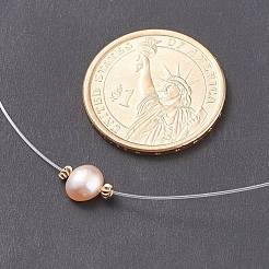 Natural Pearl Pendant Necklace with Nylon Wire for Women&nbsp;NJEW-JN03829