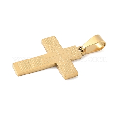 304ステンレスペンダント  クロスチャーム  PVD真空メッキ  ゴールドカラー  25x18x1.5mm  穴：3x7mm&nbsp;STAS-B086-06G