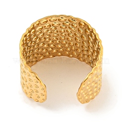 Ion Plating(IP) 304 Stainless Steel Textured Open Cuff Ring&nbsp;RJEW-A043-10G