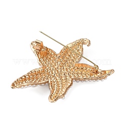 Starfish Alloy Rhinestone Lapel Pins for Backpack Clothes&nbsp;JEWB-H032-01G