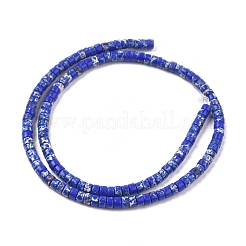 合成インペリアルジャスパービーズ連売り  フラットラウンド/ディスク  ブルー  3.8~4.5x2~4.5mm  穴：0.7~1mm  約146~154個/連  14.76~15.43インチ（37.5~39.2cm）&nbsp;G-F631-A24-01