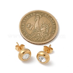 イオンプレーティング（IP）304ステンレススチールフラットラウンドスタッドピアス  クリアキュービックジルコニア  ミックスカラー  8.5mm  12個/セット&nbsp;EJEW-C099-16C