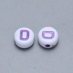 クラフトアクリル横穴レタービーズ  フラットラウンド  ミックスカラー  文字.d  7x3.5~4mm  穴：1.5mm  約3600個/500g&nbsp;SACR-S201-11D
