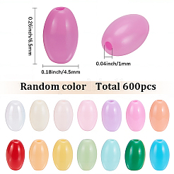 600個 4袋 ベーキングペイント ガラスビーズ  オーバル  ミックスカラー  6.5x4.5mm  穴：1mm  150個/袋&nbsp;GLAA-SC0003-22