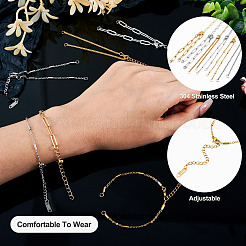12Pcs 6 Styles 304 Stainless Steel Chain Bracelet Makings&nbsp;AJEW-TA0001-34