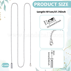 真鍮と鉄製の天井ファン用プルチェーンエクステンダー4袋  ボールチェーン付き  アンティークシルバー  1010x6mm&nbsp;FIND-BC0014-42AS