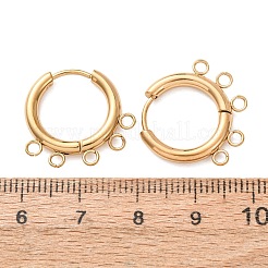 304ステンレススチールフープピアス金具  ラウンド  5ループ付き  イオンプレーティング（ip）  長持ちメッキ  ゴールドカラー  19x20x2.5mm  穴：1.8mm&nbsp;STAS-D183-02A-G
