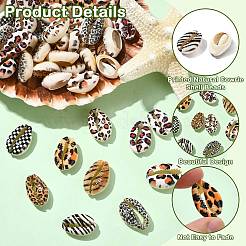 90Pcs 9 Styles Printed Natural Cowrie Shell Beads&nbsp;SHEL-CJ0001-41