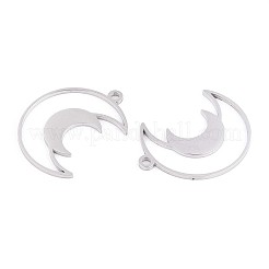 304ステンレスペンダント  ムーンチャーム  変色防止  ステンレス鋼色  30x23x1.5mm  穴：2mm&nbsp;STAS-N108-36P