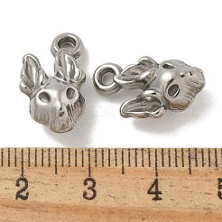 変色防止304ステンレススチールペンダント  うさぎチャーム  ステンレス鋼色  17.5x10x7mm  穴：1.7mm&nbsp;STAS-Q334-50P