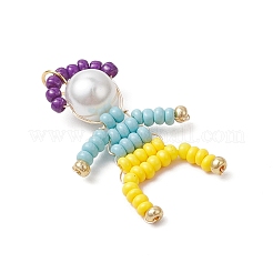Glass Seed Bead with Glass Pearl Round Bead People Pendants&nbsp;PALLOY-MZ00643