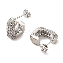 Brass Micro Pave Clear Cubic Zirconia Stud Earrings for Women&nbsp;EJEW-A040-05P