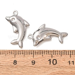 304ステンレスペンダント  イルカのチャーム  ステンレス鋼色  22.5x13.5x3.5mm  穴：1.1mm&nbsp;SA-CBABD1E-10C-P