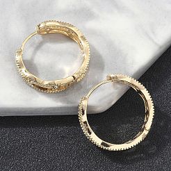 真鍮製クリアキュービックジルコニア長方形フープピアス  18KGP本金メッキ  21x22.5x5.5mm&nbsp;EJEW-D320-06G