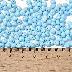 不透明ベーキングペイントガラスシードビーズ6/0個  ティアドロップ  空色  4.5~5x4x3~3.5mm  穴：0.9mm  約125個/10g&nbsp;X1-SEED-M012-02A-13