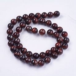 天然石のレッドタイガーアイビーズ連売り  染め＆加熱  ラウンド  8mm  穴：1mm  約48個/連  14.9インチ&nbsp;X-G-R193-08-8mm
