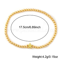 女性用ミニマリストな真鍮の星と丸いビーズのストレッチブレスレット  ゴールドカラー  6.89インチ（17.5cm）&nbsp;PJ3900
