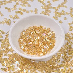 MIYUKIティラビーズ  日本製シードビーズ  2穴  （TL251)透明ライトトパーズab  5x5x1.9mm  穴：0.8mm  約1180個/100g&nbsp;SEED-J020-TL0251