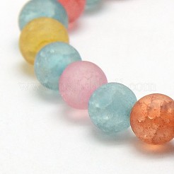 Frosted Synthetic Crackle Quartz Round Beads Strands&nbsp;G-L155-6mm-04