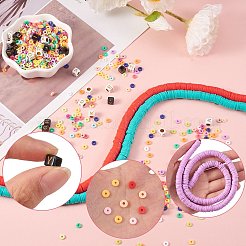 20 連売り 20 色 フラットラウンドい手作りポリマー粘土ビーズ  ディスクヘイシビーズ＆60pcs2スタイルキューブアクリルビーズ  ミックスカラー  約380~400個/連  30個/スタイル&nbsp;CLAY-SZ0001-72