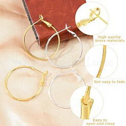 真鍮フープピアス10個  バスケットボールの妻のためのDIYの材料はピアスフープ  ニッケルフリー  ゴールドカラー  30x1.2mm&nbsp;KK-YW0003-68G