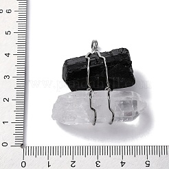 天然トルマリンと水晶の塊の大きなペンダント  銅線を巻いたチャーム  プラチナ  鉛フリー＆カドミウムフリー  40~52.5x36.5~44.5x17~23.5mm  穴：4.5mm&nbsp;G-K338-43P-04