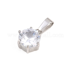 304 Stainless Steel Pave Cubic Zirconia Pendants&nbsp;STAS-B086-12P-01