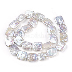バロック天然ケシパールビーズ連売り  淡水真珠  長方形  貝殻色  15~18.5x13~14x3~5mm  穴：0.7mm  約21~25個/連  14.76~15.08''（37.5~38.3センチメートル）&nbsp;PEAR-S020-K08