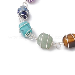 Chakra Theme Mixed Gemstone Beaded Sider Bracelets for Women&nbsp;BJEW-JB11304
