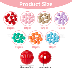 70個7色アクリルビーズ  カボチャ  ミックスカラー  12mm  穴：2mm  10個/カラー&nbsp;FIND-DC0006-33