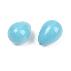 電気メッキオペークガラスビーズ  模造ターコイズ  ティアドロップ  ディープスカイブルー  13~13.5x9.5~10mm  穴：0.9mm&nbsp;GLAA-A044-02E