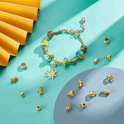 16個 4種類の真鍮チューブベイル  ループベイル  長持ちメッキ  混合図形  18KGP本金メッキ  9~12x6~11x5~8mm  穴：2mm  内径：3.5~5.5mm  4個/スタイル&nbsp;KK-BC0010-17