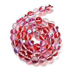 透明ガラスビーズ  ラウンド  レッド  8mm  穴：1mm  約45個/連  13.98''（35.5センチメートル）&nbsp;GLAA-B022-8mm-04
