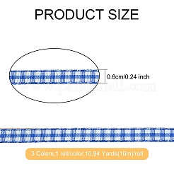 3ロール3色ポリエステルリボン  タータンリボン  ミックスカラー  1/4インチ（6mm）  約10.94ヤード（10m）/ロール  1ロール/色&nbsp;OCOR-YW0001-12C