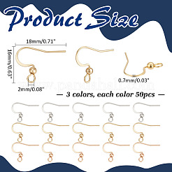 ステンレススチール製フレンチピアスフック150種類3個  ミックスカラー  15~17x16~19.5mm  穴：2mm  ピン：0.7mm  50個/スタイル&nbsp;STAS-ME0002-42