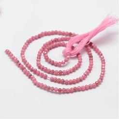 天然石ロードクロサイトビーズ連売り  多面カット  ラウンド  2mm  穴：0.5mm  約205~215個/連  15.~15.5インチ（38~39cm）&nbsp;G-P270-2mm-20