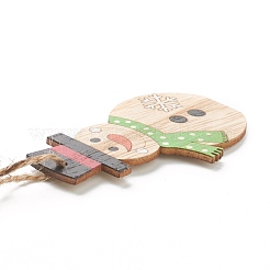 Christmas Theme Natural Wood Pendant Decorations&nbsp;HJEW-P010-06
