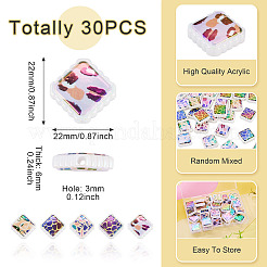 30Pcs Rainbow Iridescent Printed Opaque Acrylic Beads&nbsp;OACR-TA0001-73A